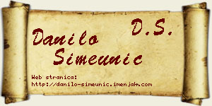 Danilo Simeunić vizit kartica
